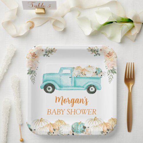 Gender Neutral Little Pumpkin Cute Baby Shower Paper Plates