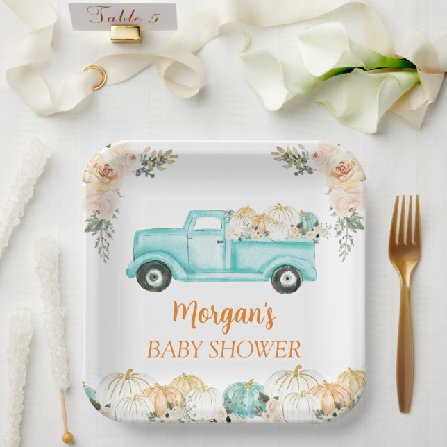 Gender Neutral Little Pumpkin Cute Baby Shower Paper Plates (Wedding)