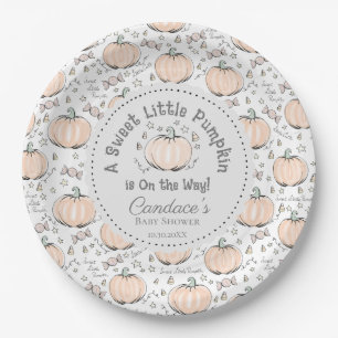 Gender Neutral Little Pumpkin Fall Baby Shower Paper Plates