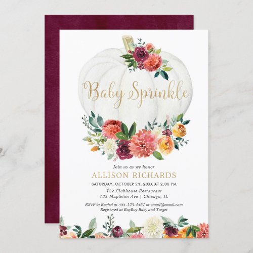 Gender neutral little pumpkin fall baby sprinkle invitation