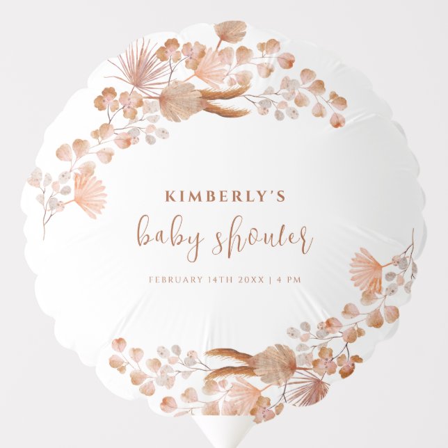 gender Neutral Little Wildflower Boho Baby Shower  Balloon (Front)