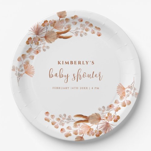 Gender Neutral Little Wildflower Boho Baby Shower Paper Plates