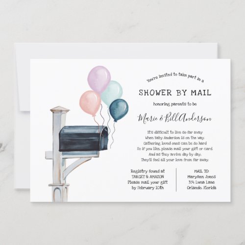 Gender Neutral Long Distance Shower by Mail Invitation