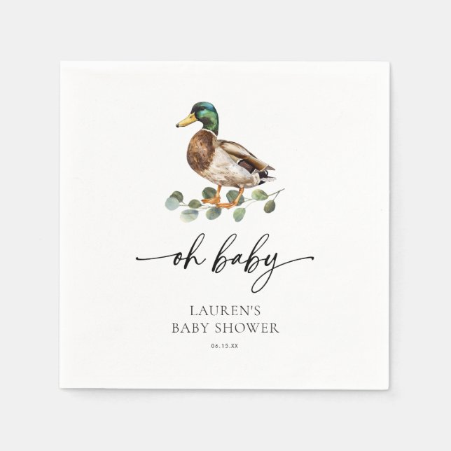 Gender Neutral Mallard Duck Baby Shower Napkins (Front)