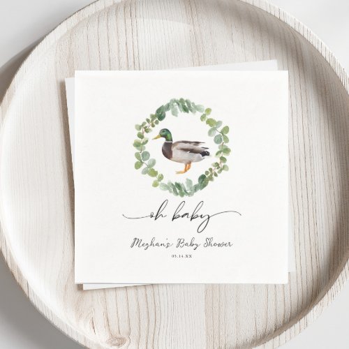 Gender Neutral Mallard Duck Baby Shower  Napkins