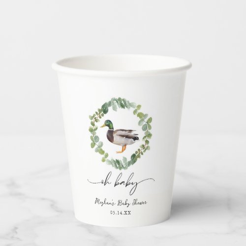 Gender Neutral Mallard Duck Baby Shower  Paper Cups