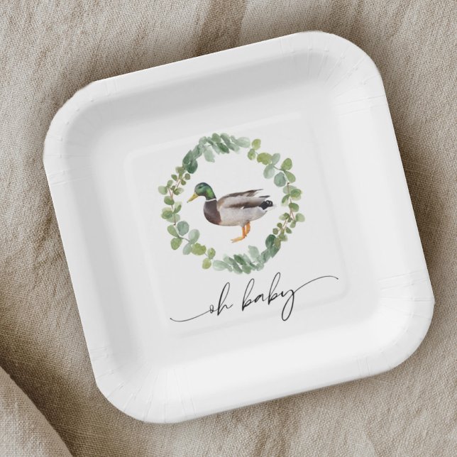 Gender Neutral Mallard Duck Baby Shower  Paper Plates (Creator Uploaded)