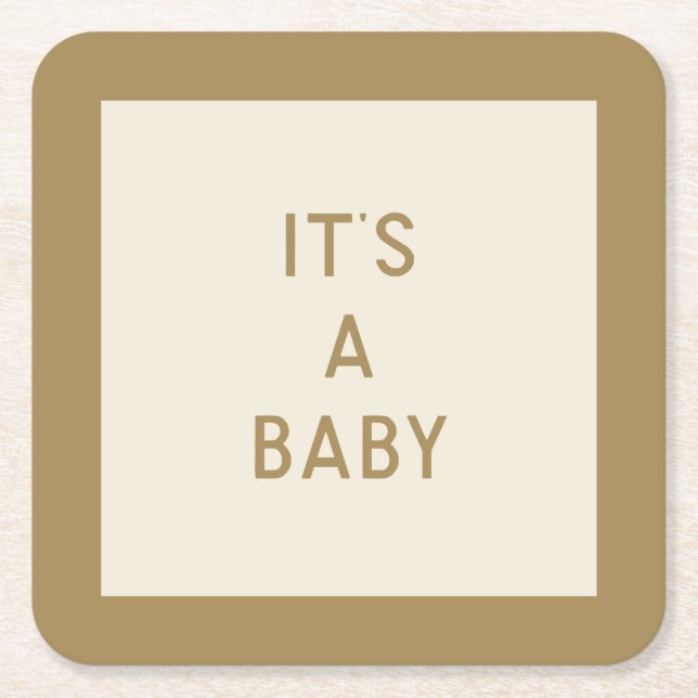 Gender Neutral Minimal Paper Coaster It's A Baby (Front)