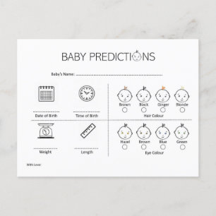 Gender Neutral Minimalist Baby Prediction Card