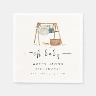 Gender Neutral Minimalist Boho Baby Shower Clothes Napkins