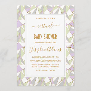 Gender Neutral Mint Lavender Geometric Baby Shower Invitation