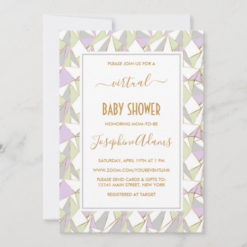 Gender Neutral Mint Lavender Geometric Baby Shower Invitation