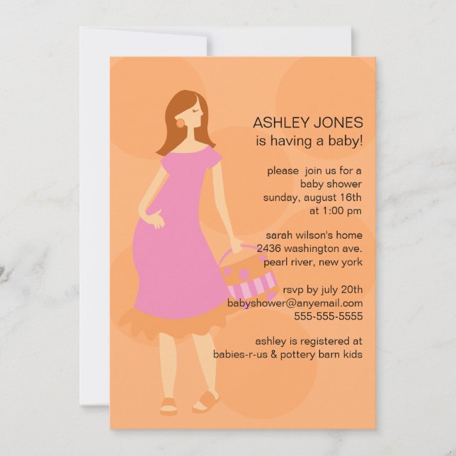 Gender Neutral Mod Mom Baby Girl Shower Invitation (Front)