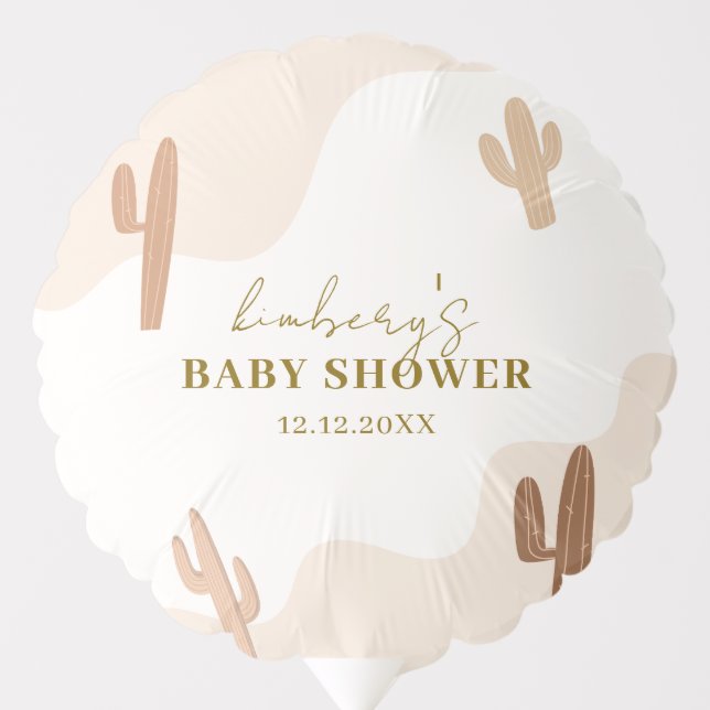 Gender Neutral Modern Boho Cactus Baby Shower Balloon (Front)