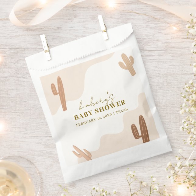 Gender Neutral Modern Boho Cactus Baby Shower Favor Bag (Clipped)