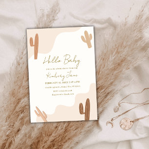 Gender Neutral Modern Boho Cactus Baby Shower Invitation