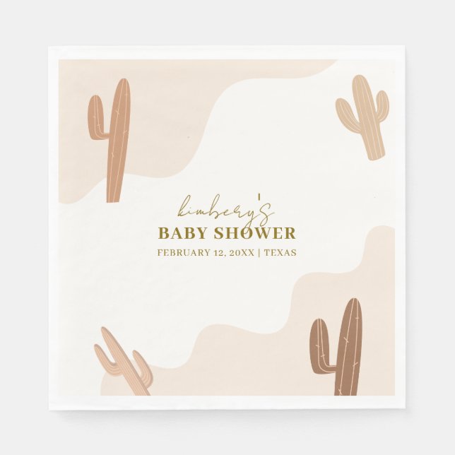 Gender Neutral Modern Boho Cactus Baby Shower Napkins (Front)