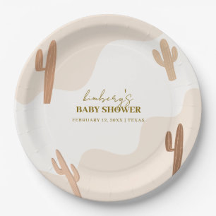 Gender Neutral Modern Boho Cactus Baby Shower Paper Plates