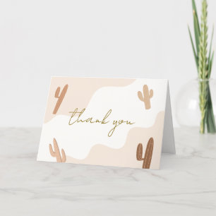 Gender Neutral Modern Boho Cactus Baby Shower Thank You Card