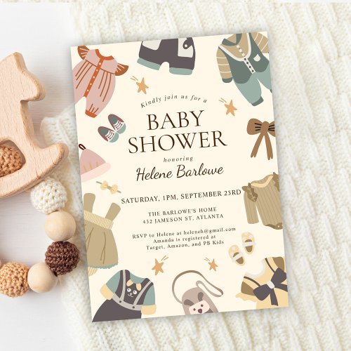 Gender Neutral Modern Elegant Boho Baby Shower Invitation