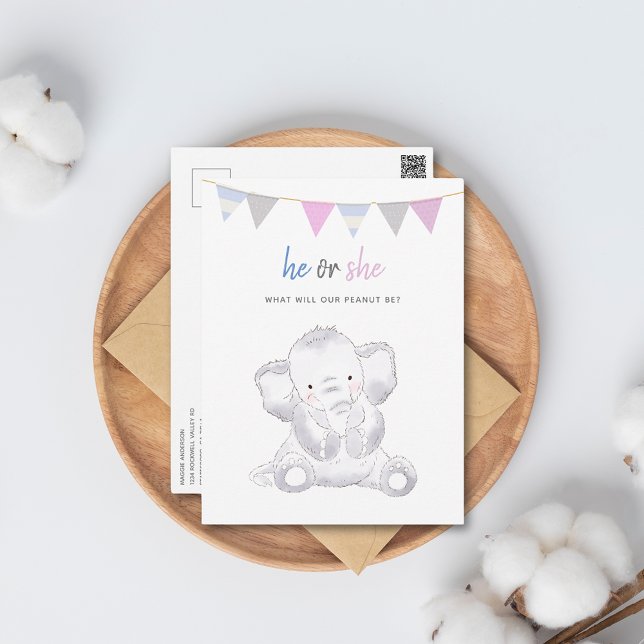 Gender Neutral Modern Elephant Party Postcard (Creator Uploaded)