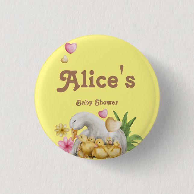 Gender Neutral Mommy and Baby Cute Baby Shower Button (Front)