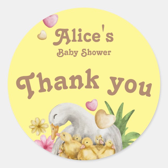 Gender Neutral Mommy and Baby Cute Baby Shower Classic Round Sticker (Front)