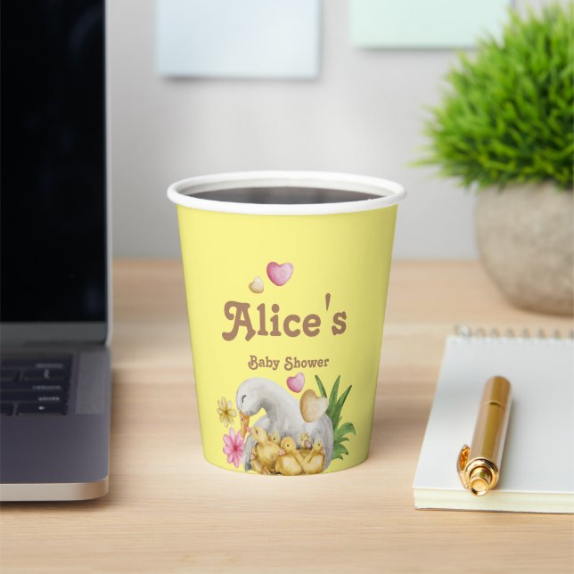 Gender Neutral Mommy and Baby Cute Baby Shower Paper Cups (Insitu)