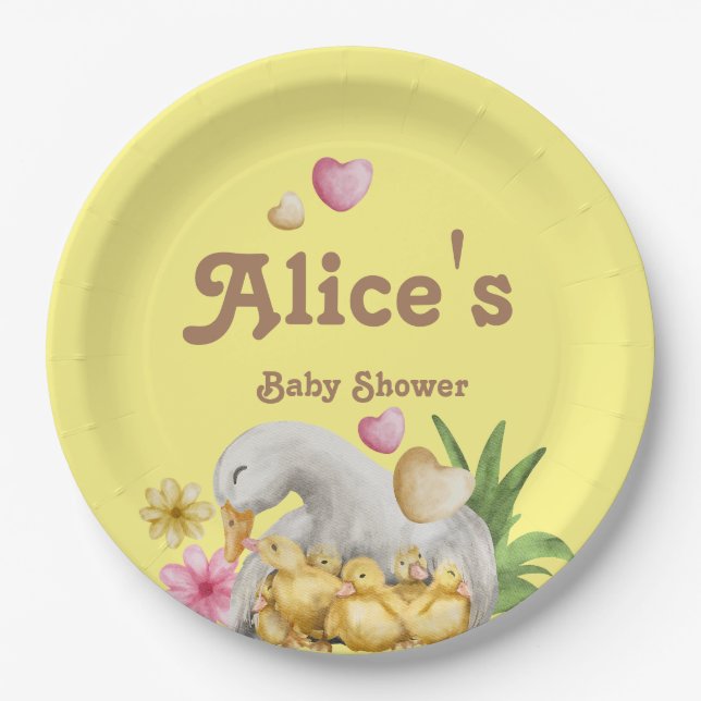 Gender Neutral Mommy and Baby Cute Baby Shower Paper Plates (Front)
