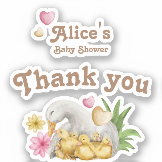 Gender Neutral Mommy Baby Duck Baby Shower Sticker (Front)