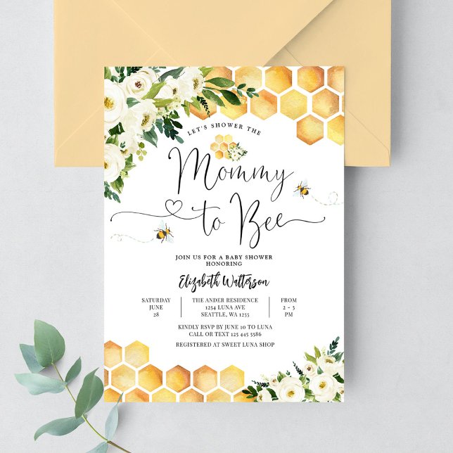 Gender Neutral Mommy to Bee Baby Shower Invitation (Creator Uploaded)