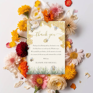 Gender Neutral Mommy to Bee Honey Cute Baby Shower Thank You Card