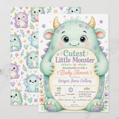 Gender Neutral Monster Baby Shower Invitation