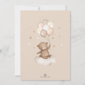 Gender Neutral Moon Bear Balloons Baby Shower Invitation (Back)