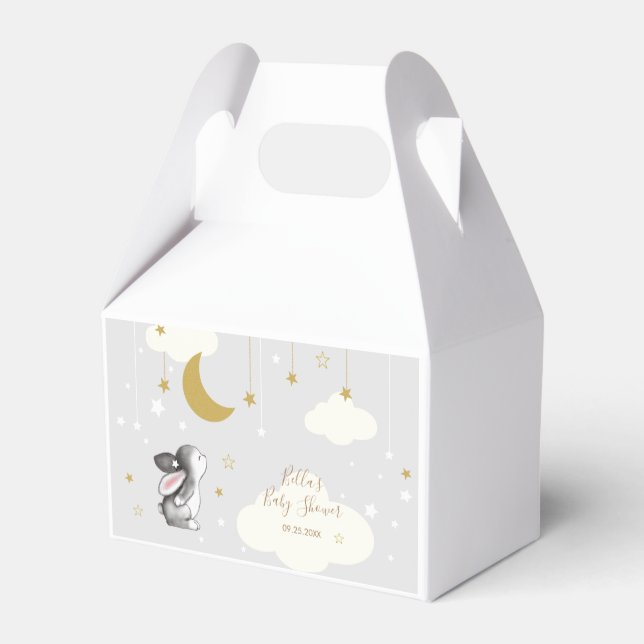 Gender Neutral Moon Star Cloud Baby Shower Favor Boxes (Back Side)
