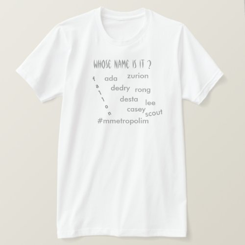 Gender Neutral Names on T_shirts All Sizes