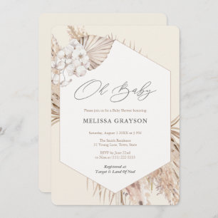 Gender Neutral Natural Pampas Grass Baby Shower Invitation