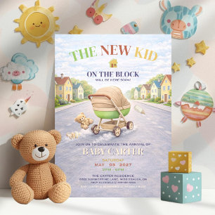 Gender Neutral New Kid On The Block Baby Shower Invitation