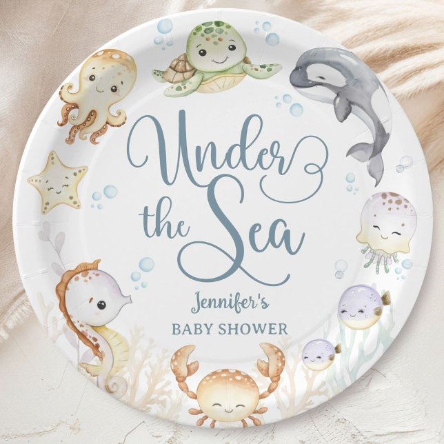Gender Neutral Ocean Baby Shower Gender Neutral  Paper Plates (Creator Uploaded)