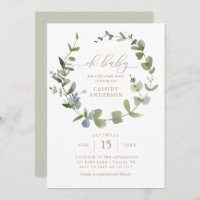 Gender Neutral Oh Baby Eucalyptus Baby Shower Invi Invitation