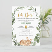 Gender neutral Oh deer greenery gold baby shower Invitation (Standing Front)