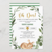 Gender neutral Oh deer greenery gold baby shower Invitation (Front/Back)