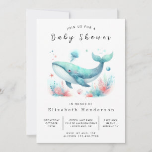 Gender Neutral Online Whale Baby Shower Invitation