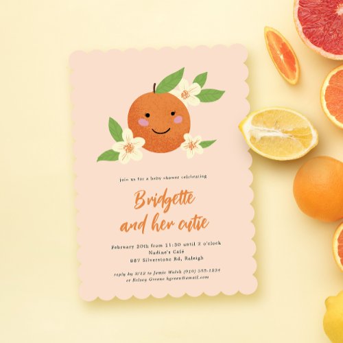 Gender Neutral Orange Cutie Baby Shower Invitation