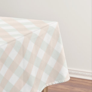 Gender Neutral Orange Green White Gingham Pattern Tablecloth