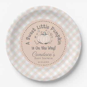 Gender Neutral Orange Little Pumpkin Baby Shower Paper Plates
