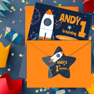 Gender Neutral Outer Space First Birthday Party Star Sticker