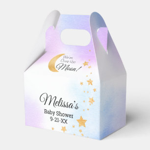 Gender Neutral Over the Moon Girl Baby Shower Favor Boxes