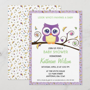 Gender-Neutral Owl Baby Shower Celestial Doodles Invitation