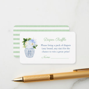 Gender Neutral Pale Green Ginger Jar Diaper Raffle Enclosure Card